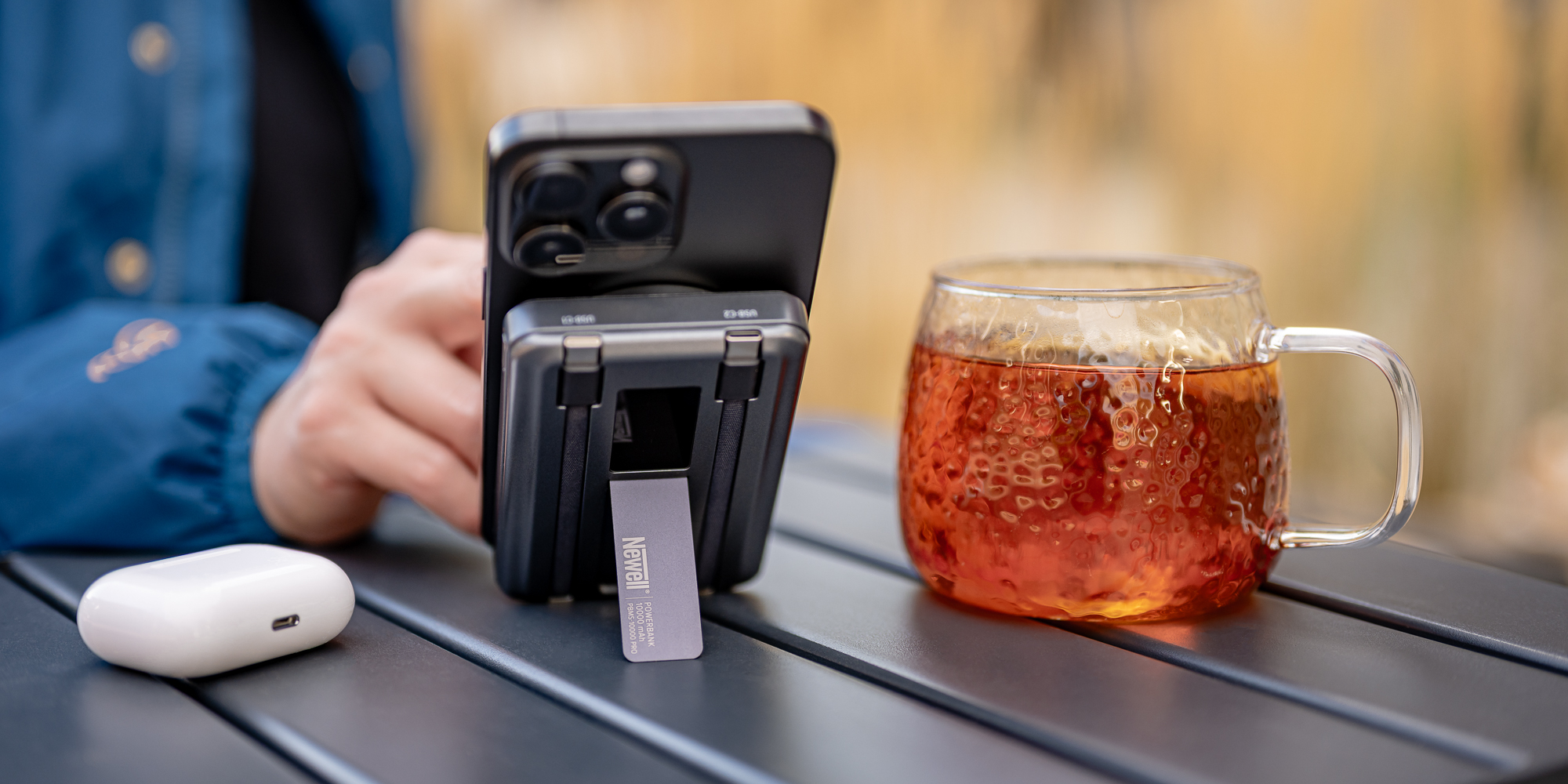 Power Bank Newell MS-10000 Pro MagSafe 10000 mAh 2x USB-C - szary